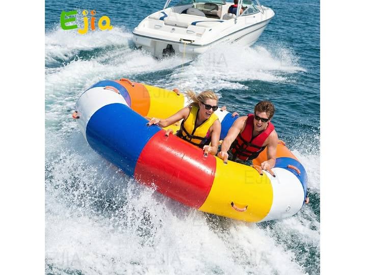 Bateau disco gonflable - Tube tractable en forme de soucoupe volante, matériau PVC durable, flotteur aquatique rotatif pour lac/rivière/plage en extérieur