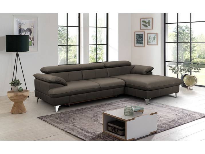 COTTA Ecksofa David Echtleder, Echtleder mit Schlaffunktion & Bettkasten