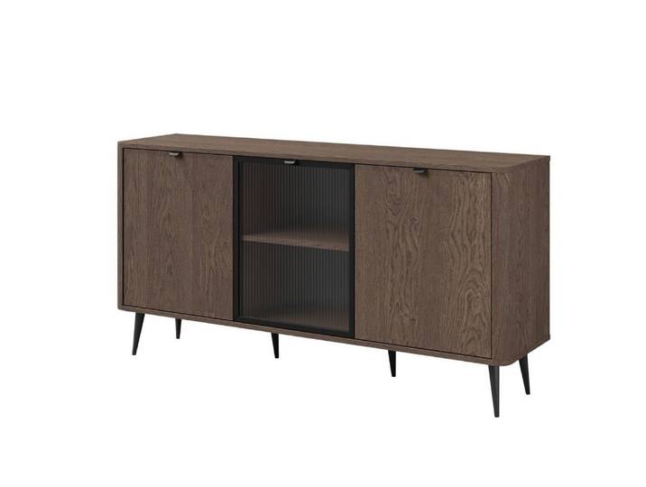 Compleo Kommode modern 160 cm breit, Kaschmir LILIA, Glastüren