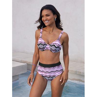Bügel-Bikini-Top FEEL GOOD, Damen, Gr. 38, Cup B, lila (violett, schwarz, bedruckt), Elasthan, Polyamid, Bikini-Oberteile