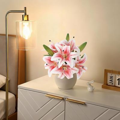 Garvee 3 Pcs Artificial Lily Flowers, Real Touch Easter Lily Faux for Table Centerpieces Wedding Birthday Party Decoration