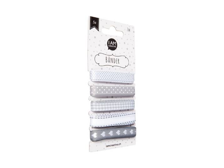 I AM Creative Dekoband Grau-Weiss Mix 2 × 5 m
