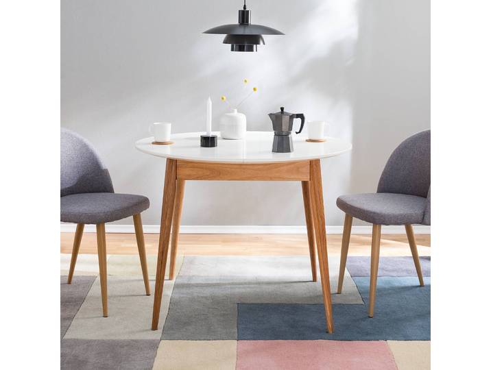 Table extensible ronde Ø 100cm Blanc/Blanc