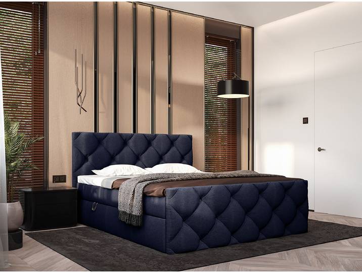 Boxbett Kissling 180 x 200cm Strukturstoff Cully Blau