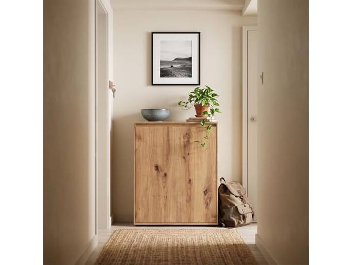 Lomadox Wohnzimmer Kommode 75 cm breit in Eiche mit 2 Türen