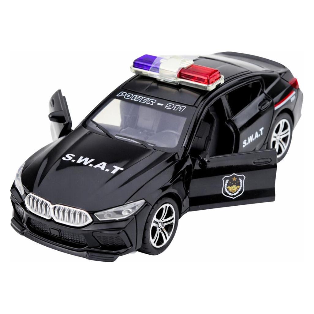 Lean Toys SWAT-Spezialeinheit Fahrzeug öffnet Türen, Fahrlicht, Geräusche, Schwarz (67992574)