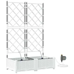 Helloshop26 - Set aus 2 modernen Gartenpflanzgefäßen 80 x 40 x 126 cm praktisch mit Bewässerungssystem weißer Stahl