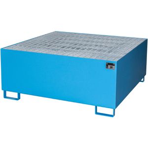 BAUER Auffangwanne AW 1000, blau, aus Stahl, 146 x 146cm, mit Stahl-Gitterrost, unterfahrbar, 1000 Liter