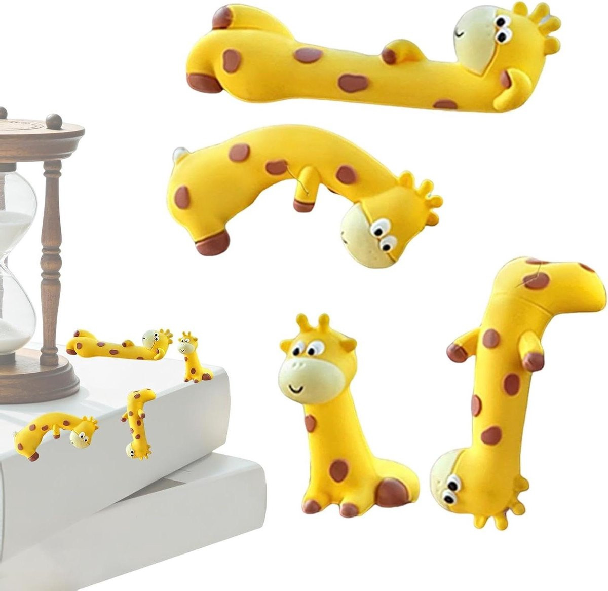 Set van 4 bruine mini giraffen beeldjes van hars voor interieur decoratie