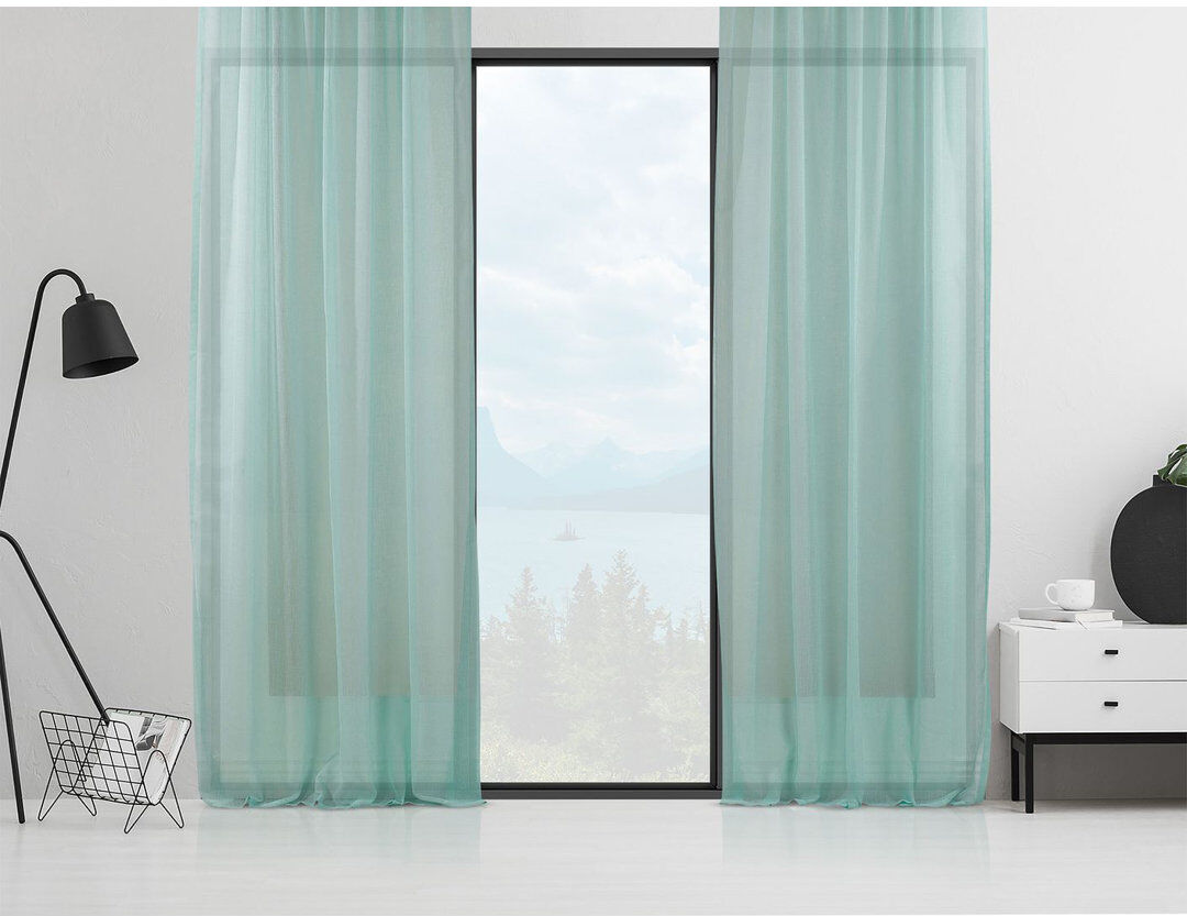 Noine Home Deco Sheer Curtain Panel Pair Teal 260cm Width x 500cm Drop