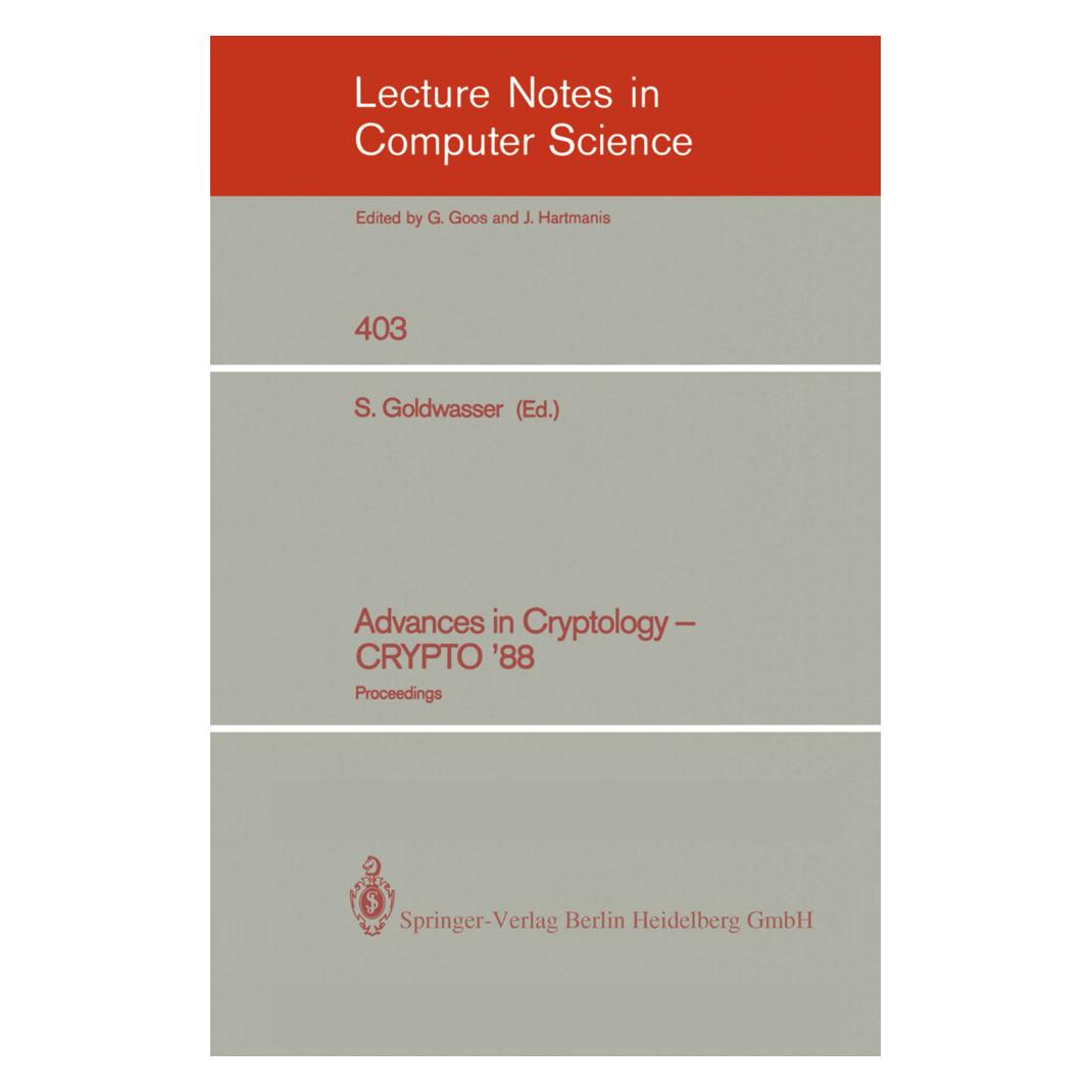 Springer Advances in Cryptology - CRYPTO '88 (Englisch, Softcover, Shafi Goldwasser) (55203728)