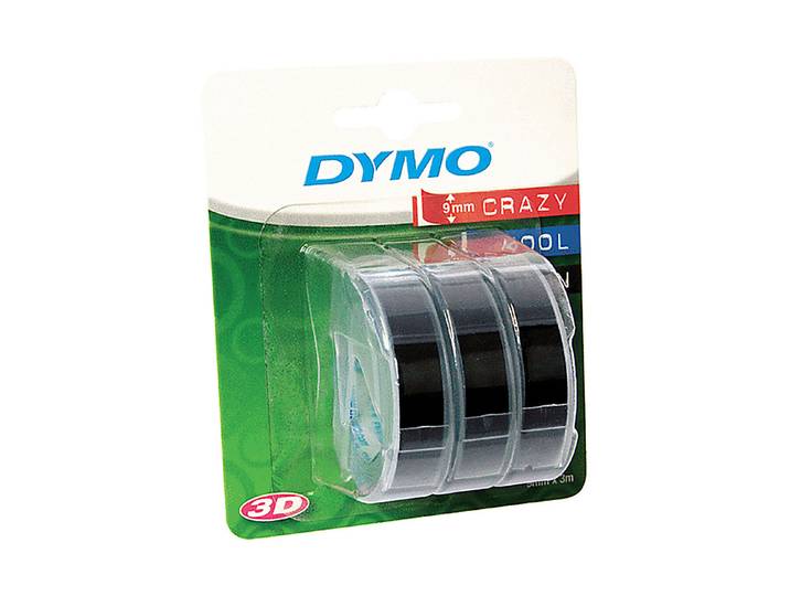 Dymo Prägeband schwarz 9 mm 3er Blister