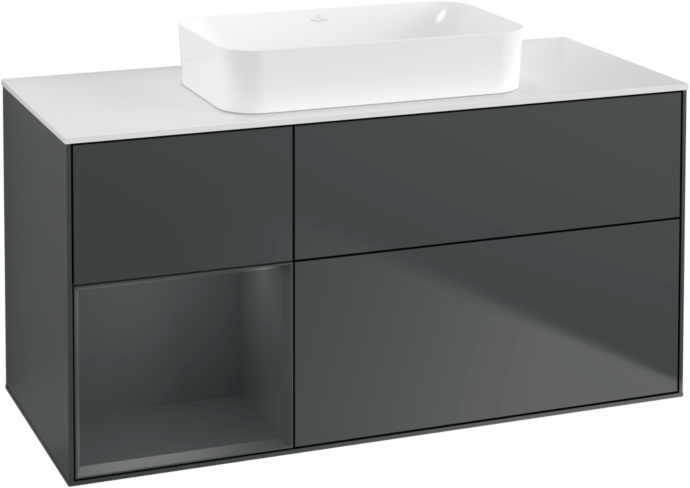 Villeroy und Boch Finion Waschtischunterschrank G701HGHG 120x60,3x50,1cm, Regal rechts Midnight Blue Matt Lacquer, Midnight Blue Matt Lacquer