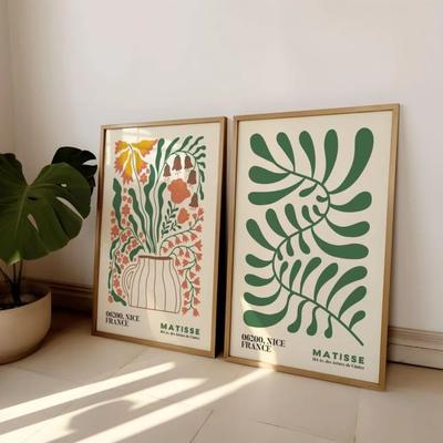 Inspired Finds Frameless Matisse Floral Wall Art Set Boho Mid Century Modern Prints (Set Of 2) 11.81x15.75in No Frame garden Vase Pair