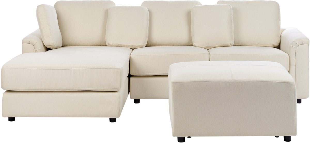 Beliani KOHLO Hoekbank met Ottomaan - Lichtbeige - Modern L-vormig Design