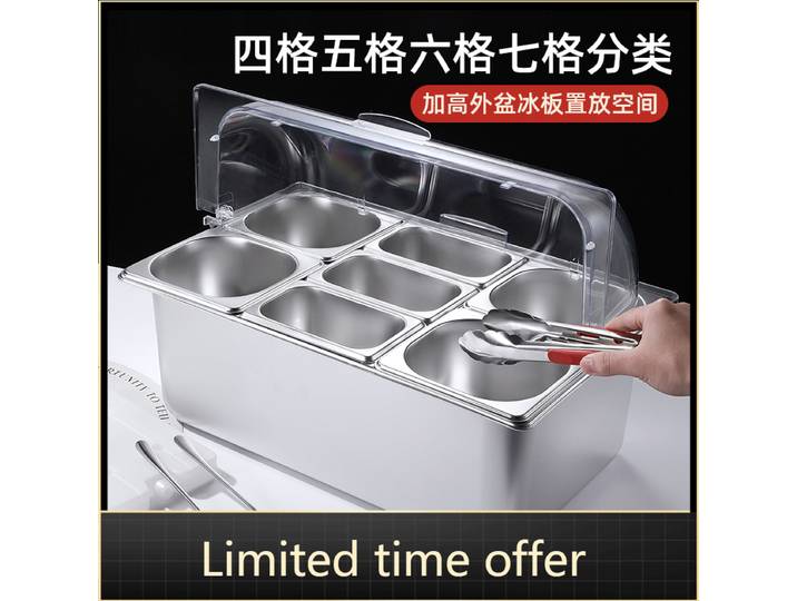 Bassin recouvert d'acier inoxydable multifonctionnel – Plateau carré compatible avec la glace pour Buffet, assaisonnement
