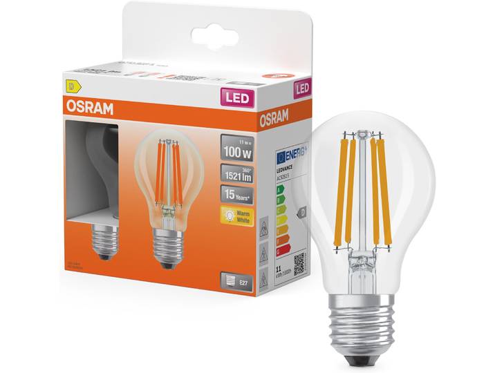 OSRAM LED-Leuchtmittel LED Retrofit CLASSIC , Energieeffizienz: D, transparent (weiß), Ø:6cm, Leuchtmittel, LED-Leuchtmittel