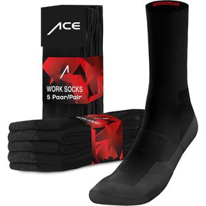ACE-Instruments Socken schwarz, 10 Paar, Lange Socken, Baumwolle, Größe 47 - 50