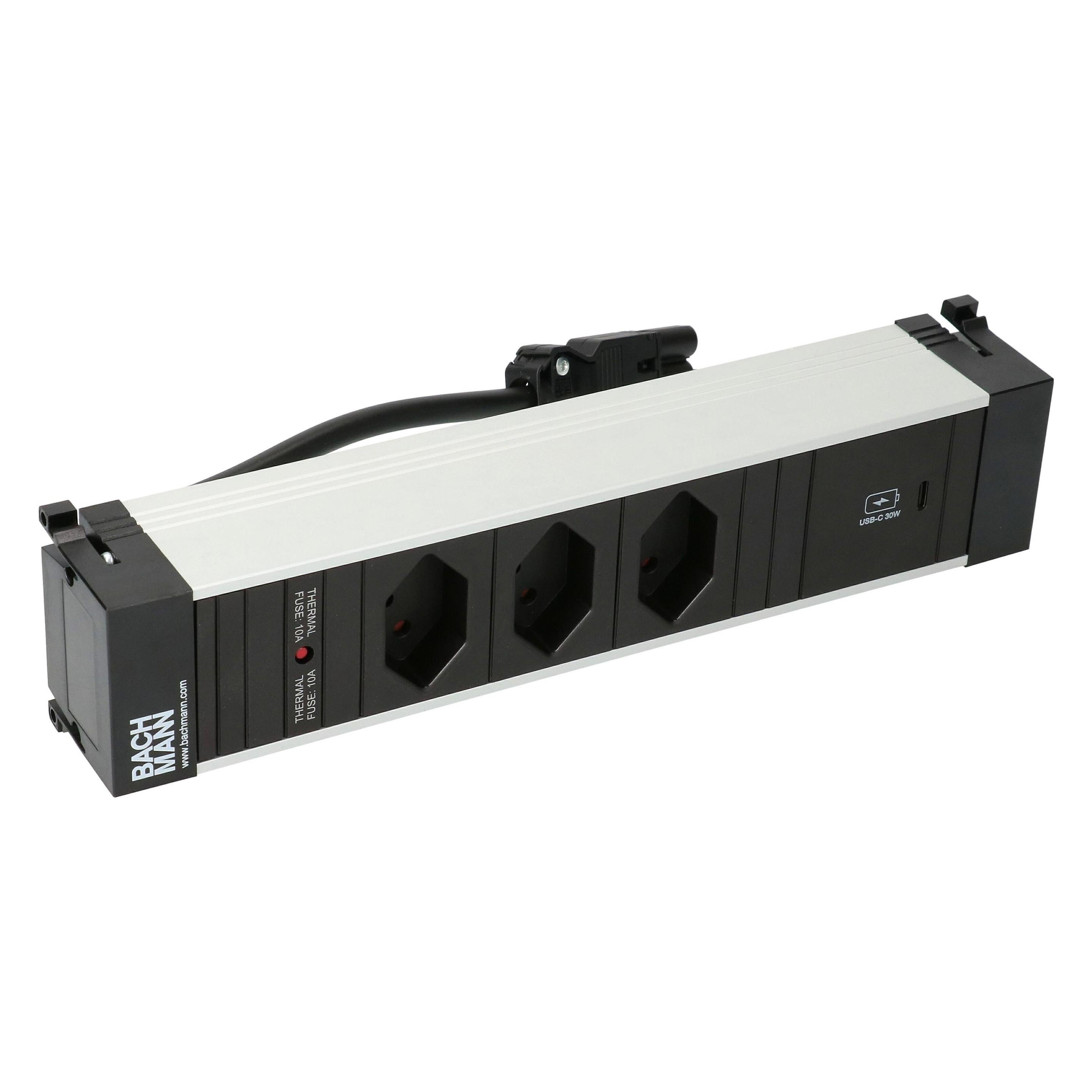 Bachmann Einbausteckerleiste POWER FRAME 3x T13, 1x USB-C (3x, Typ 13, USB-A, USB-C) (916.514)