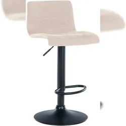Décoshop26 - Barhocker x1 schlichtes Design mit cremefarbener Stofffußstütze und schwarzen Metallbeinen 10_0004556