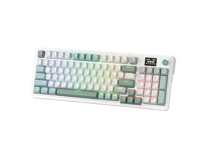 Redragon K719 Draadloze Gasket Gaming Toetsenbord met Hype Scherm & Draaiknop, 95 Toetsen Mechanisch Toetsenbord, Gemakkelijk-Controle 1,14’’ TFT Info Display, 5-Layaer Geluidsdemping, Aangepaste