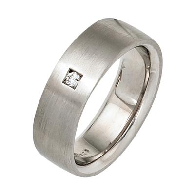 Diamantring JOBO "Silberring 6 mm breit" Gr. 58, silber (silber 925), Fingerringe, Damen, 58, P1 = bei 10-facher Vergrößerung erkennbare Einschlüsse, Diamanten Silber 925 (Sterlingsilber), Diamanten, Silber 925 (Sterlingsilber), Diamantring, 925...