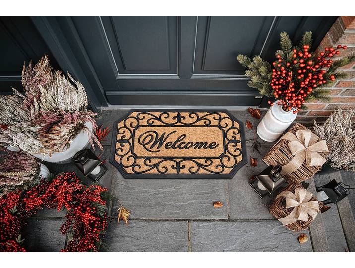 Paillasson caoutchouc-coco Welcome 75 x 45cm Beige/Beige/Noir