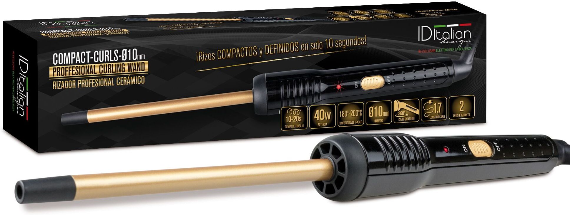 Italian Design Compact-Curls Lockenstab   schwarz - Refurbished