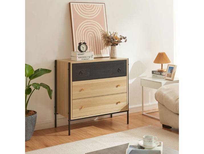 Commode Tysnes 80 x 80 x 40 cm effet chêne noir