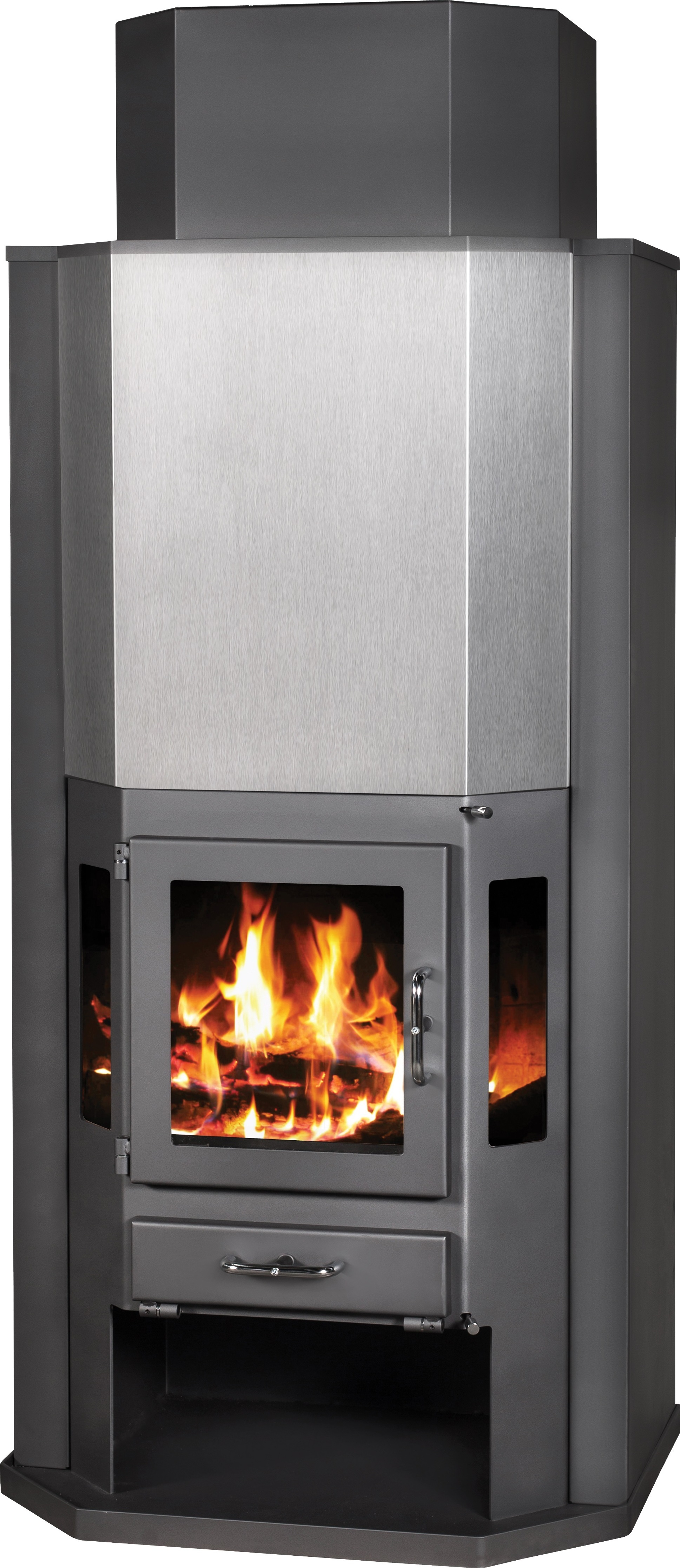 XXL-Kaminofen Victoria Diplomat 14 kW mit XXL-Brennraum XXL-Sichtscheiben schwarz BimSchV Stufe 2