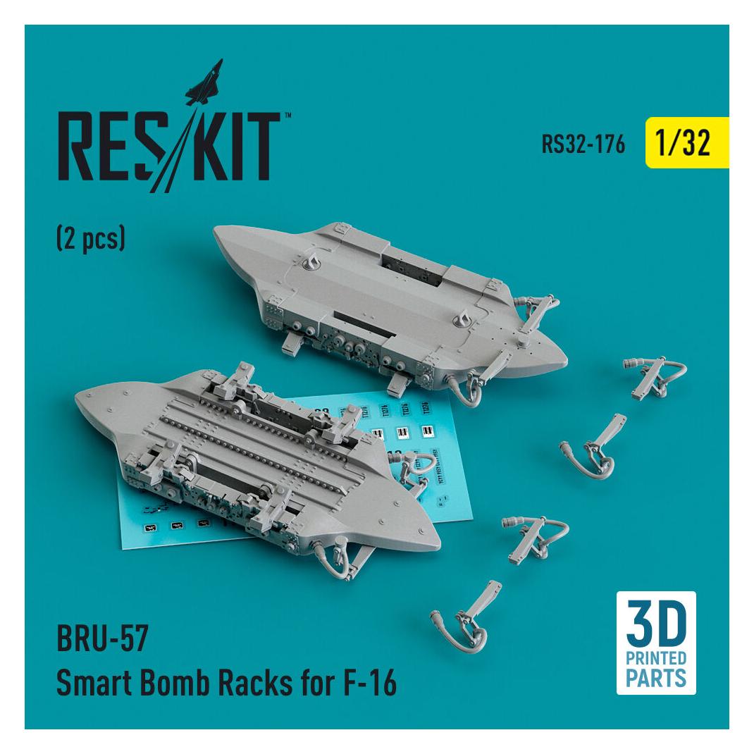 ResKit BRU-57 Smart Bomb Racks for F-16 (2 pcs) (3D Printed) (RS32-0176)