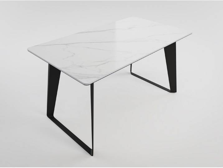 Magnolia Home Esstisch Esszimmertisch FLORINT 140x80cm weiße Keramikplatte schwarze Design-Ti