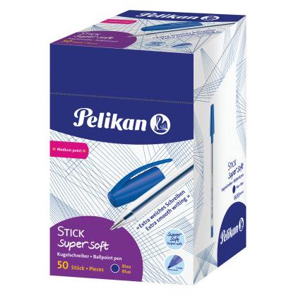 Pelikan Kugelschreiber Stick super soft Blau 50 Stück in Display-Schachtel (50x) (601467)