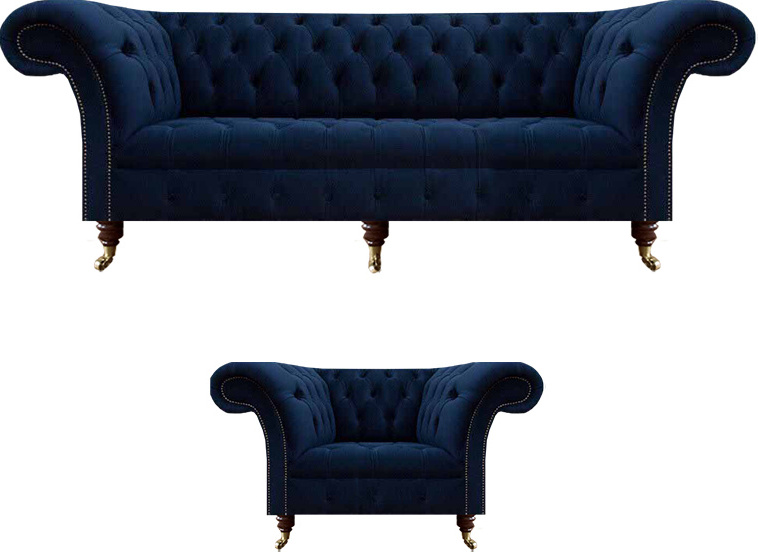 Luxus Polstermöbel Wohnzimmer Dreisitzer Sofa Couch Sessel Textil Einrichtung