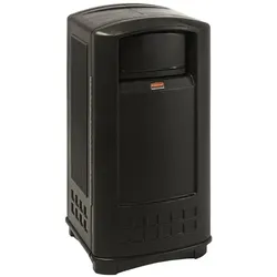 Mülleimer Rubbermaid Landmark Junior Container Schwarz 133 L Schwarzer Mülleimer mit Druckdeckel und Beutelhalter