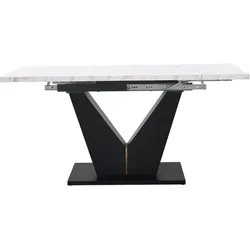 ESSTISCH Ausziehbar 99-159cm Marmoroptik Weiß & Schwarz V-Beine