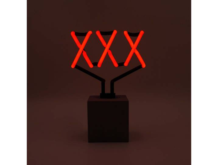 Glas Neon Tischlampe mit Betonsockel - XXX