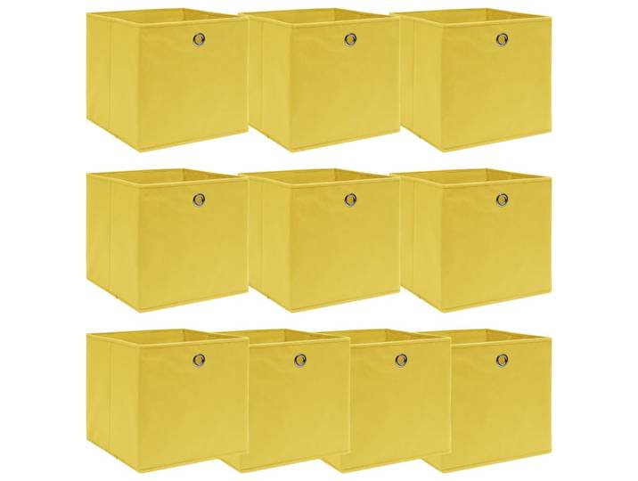 Boîtes De Rangement 10 Pcs Jaune 32x32x32 Cm Tissu