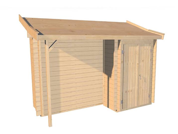 Garten-Geräteschrank WEKA, beige (naturbelassen), Massivholz, Metall, Gerätehäuser, Garten-Geräteschrank, Anbauschrank mit Schleppdach für klassisches Stecksystem