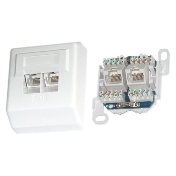 XtendLan 2x RJ-45 Cat5e / Zásuvka / UTP / na omítku / úhel 45° / LSA (ZASO2W55NNKNS)
