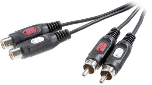 SpeaKa Professional SP-7870384 Cinch Audio Verlängerungskabel [2x Cinch-Stecker - 2x Cinch-Buchse] 2.50m Schwarz