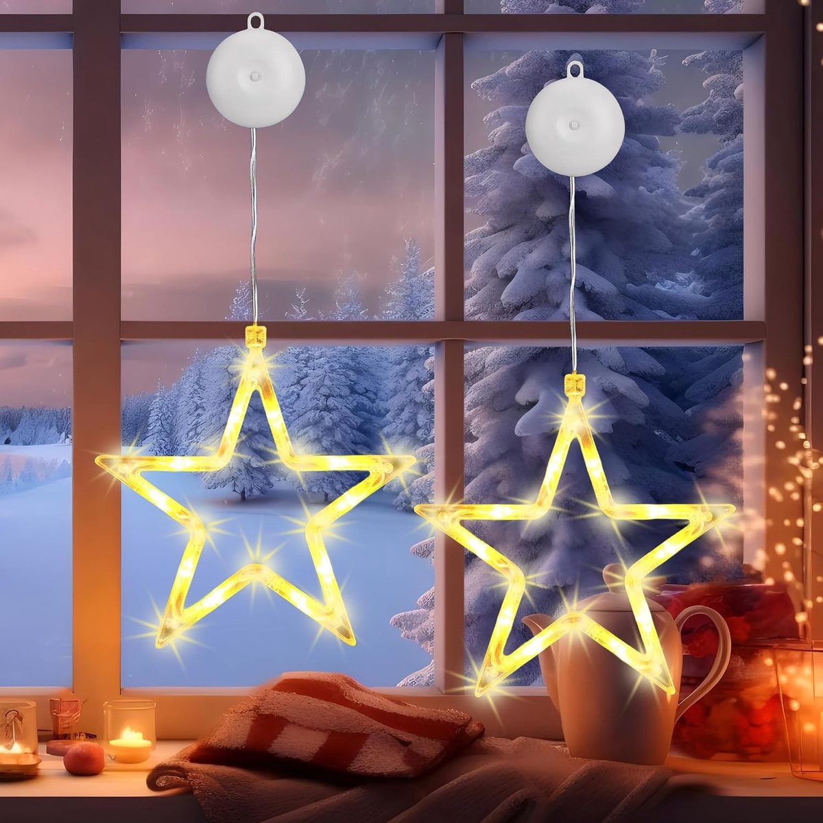 Kerstverlichting met 10 LED-lampjes voor raamdecoratie