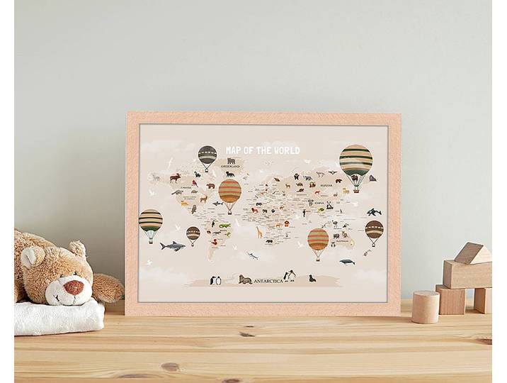 Bild Map Of The World 33 x 43cm Multicolor