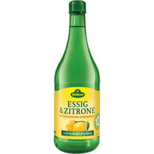 Kühne Tafelessig Essig & Zitrone, aus Branntwein, 5% Säure, mit naturtrüben Zitronensaft, in der Flasche, 0,75 Liter