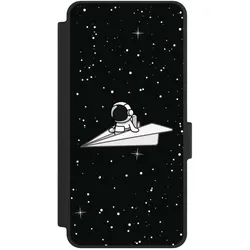 Nivocase Klapphülle für Samsung Galaxy S26 Handyhülle aus Kunst Leder NIVOflip schwarz Astronaut Comic (Samsung Galaxy S26), Smartphone Hülle, Schwarz