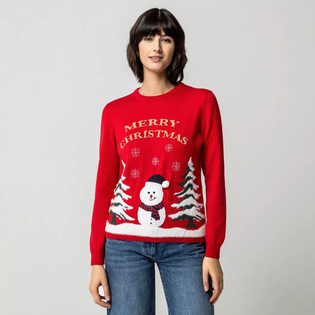 Manor Woman - Weihnachtspullover, Applikation, für Damen, Rot, Größe L