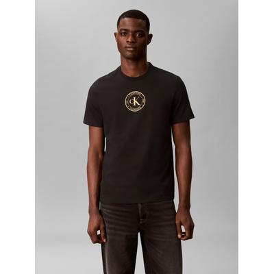 T-Shirt CALVIN KLEIN JEANS "GRAPHIC TEE", Herren, Gr. M, schwarz, Web, Obermaterial: 100% Baumwolle, unifarben, regular fit normal, Rundhals, eingesetzt abgesteppte Kante, Shirts T-Shirt, Regular fit, Druck