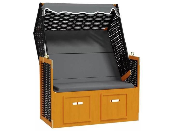 VidaXL - Strandkorb poly-rattan, One Size, Schwarz
