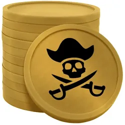 CombiCraft Kunststoff Wertmarken Chips Pirat in Gold- 100 Stück - Ø29 mm