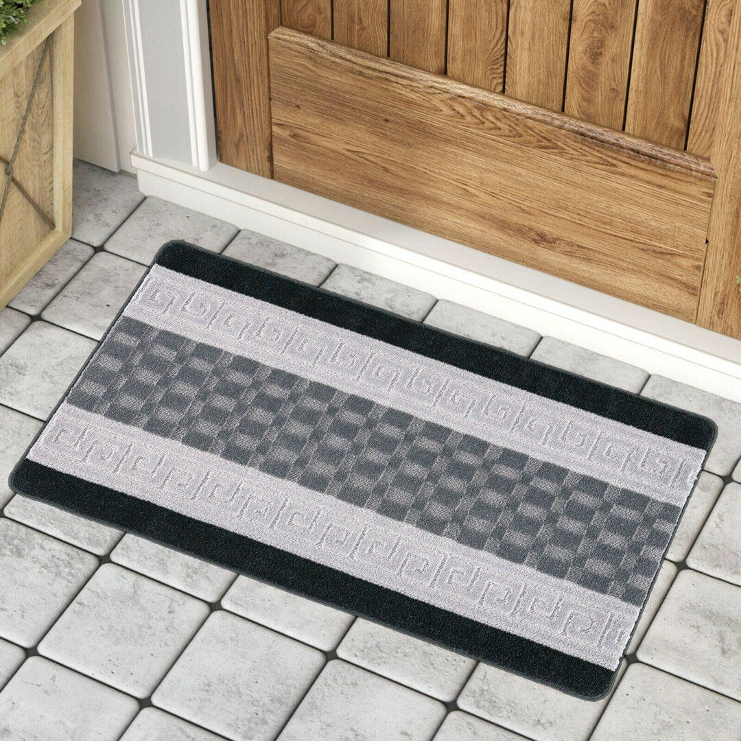 Fairmont Park Mariam Non-Slip Striped Doormat Grey Rectangle 150 x 120cm